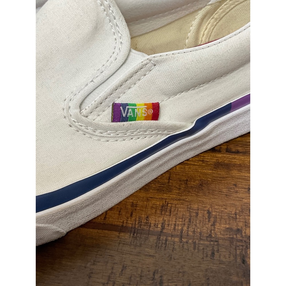 Vans Slip‎ On Rainbow Pride Sneakers Casual Shoes White Size - Picture 9 of 9